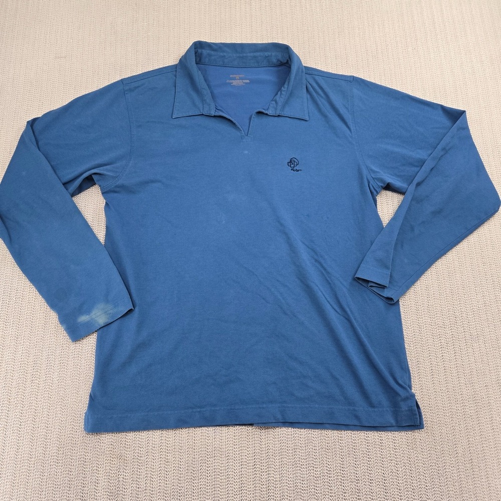 Patagonia Polo Shirt Mens Medium Blue Regular Fit Long Sleeve